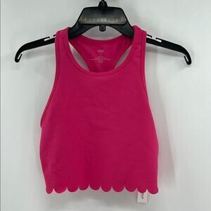 AQUA Athletic Women's Scallop Hem Crop Top - Magenta Pink - Large - NWT